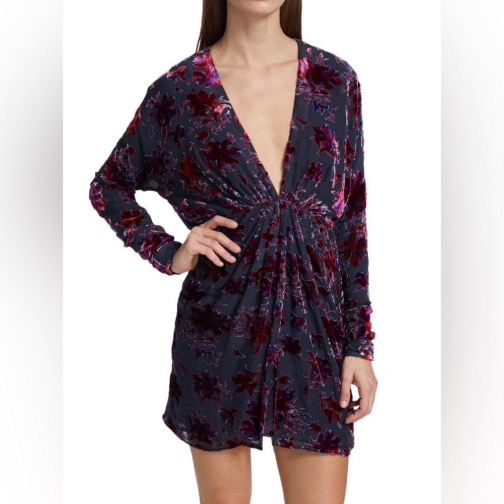Rag & Bone Eloise Dress Velour Mesh Long Sleeve Mini Dress - size 10